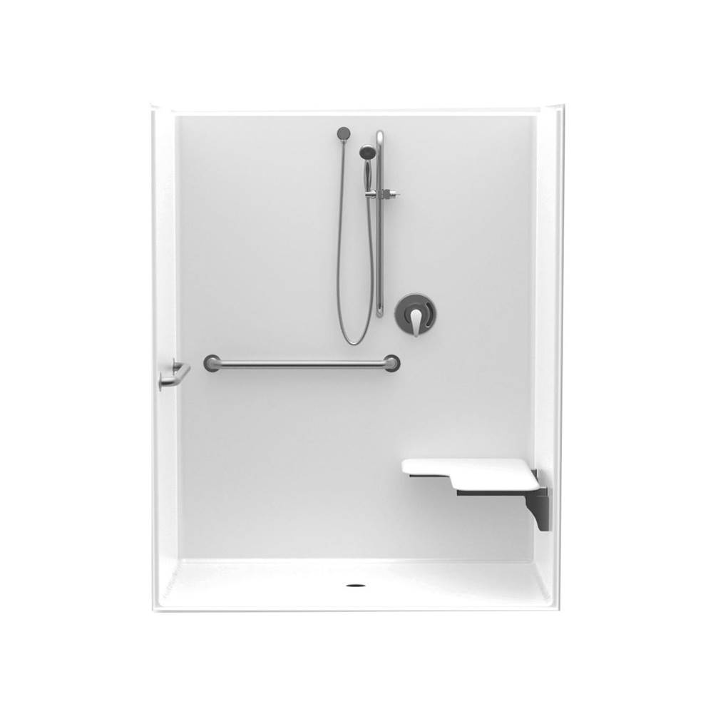 Aquatic 1603BFSB 60 x 34 AcrylX Alcove Center Drain One-Piece Shower in White