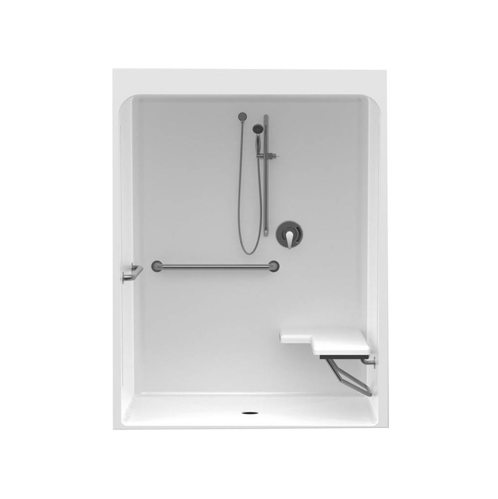 Aquatic 6036BFSC 60 x 36 Acrylic Alcove Center Drain One-Piece Shower in White