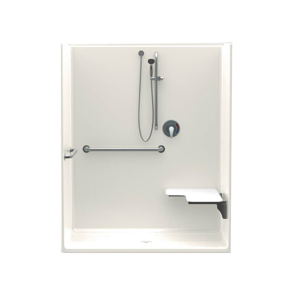 Aquatic 1603CFS 34 x 34 AcrylX Alcove Center Drain One-Piece Shower in Biscuit