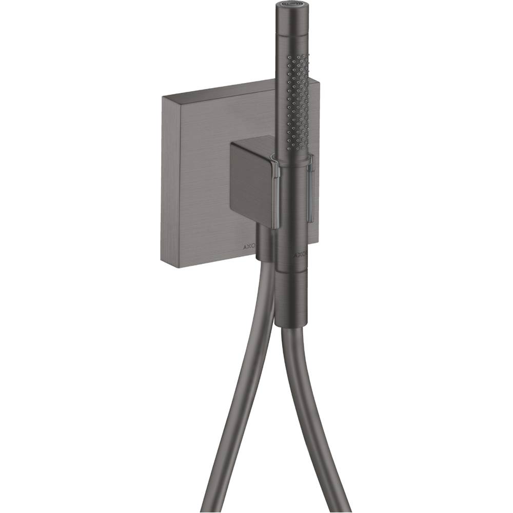 Axor ShowerSolutions Handshower Holder with Outlet 5'' x 5'' with Handshower, 1.75 GPM in Brushed Black Chrome