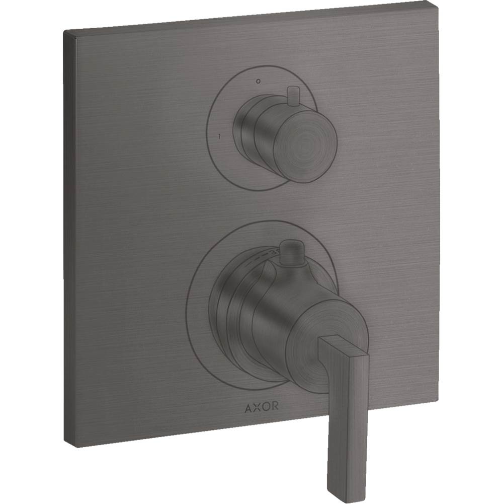 Axor Citterio Thermostatic Trim with Volume Control and Diverter in Brushed Black Chrome