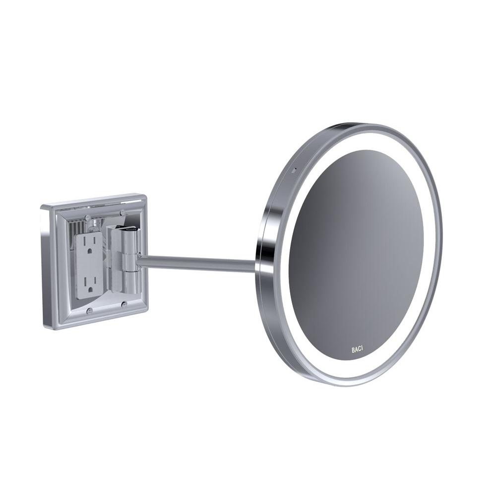 Baci Mirrors Baci Senior Round Wall Mirror With Gfci Outlet 5X