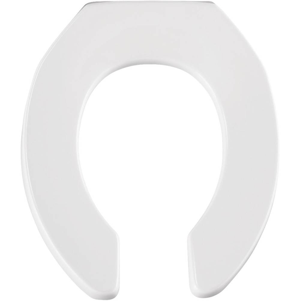 Bemis Round Commercial Plastic Open Front Less Cover Toilet Seat with STA-TITE Self-Sustaining Check Hinge - White