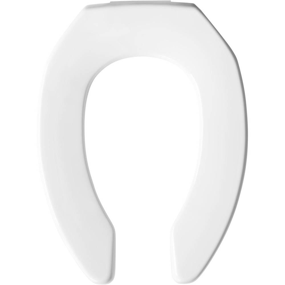 Bemis Elongated Plastic Open Front Less Cover Medic-Aid Toilet Seat with STA-TITE, DuraGuard and 2-inch Lifts - White