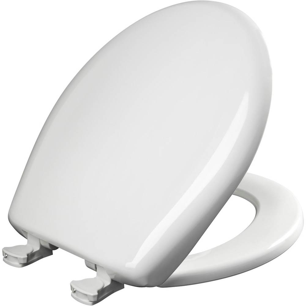 Bemis Round Plastic Toilet Seat with WhisperClose with EasyClean & Change Hinge and STA-TITE in Crane White