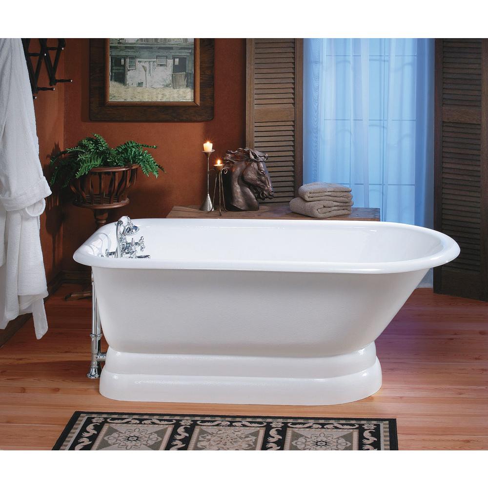 Cheviot Products TRADITIONAL Cast Iron Bathtub with Pedestal Base and Faucet Holes in Wall of Tub