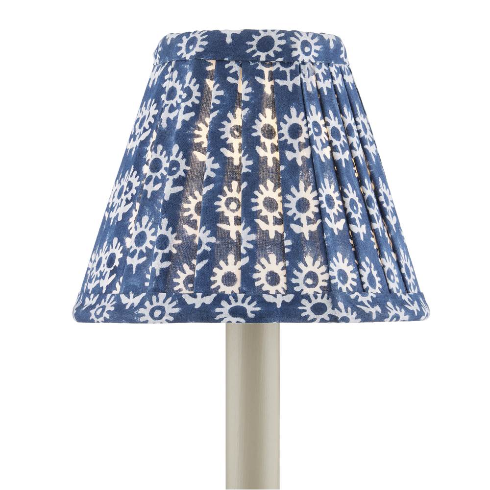Currey And Company Block Print Pleated Chandelier Shade - Navy