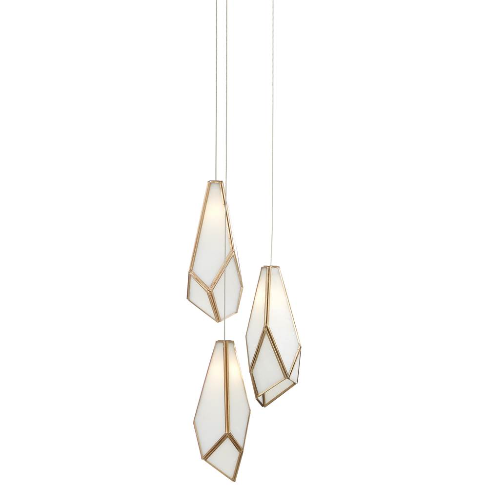 Currey And Company Glace White 3-Light Multi-Drop Pendant