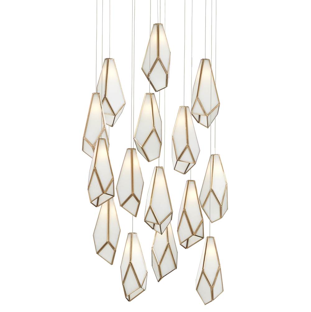 Currey And Company Glace White Round 15-Light Multi-Drop Pendant
