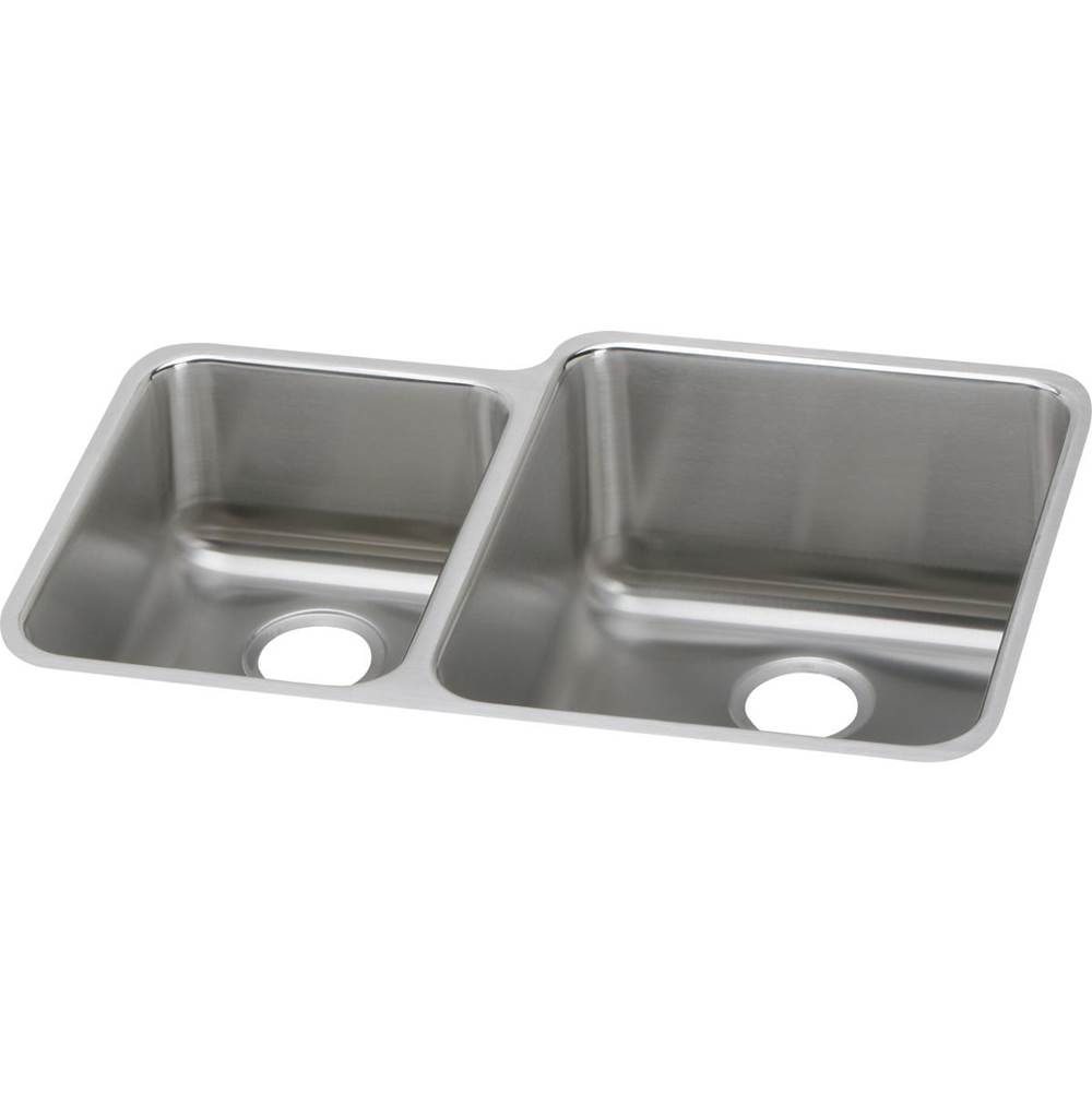 Elkay Lustertone Classic Stainless Steel 30-3/4'' x 21'' x 9-7/8'', Offset 40/60 Double Bowl Undermount Sink