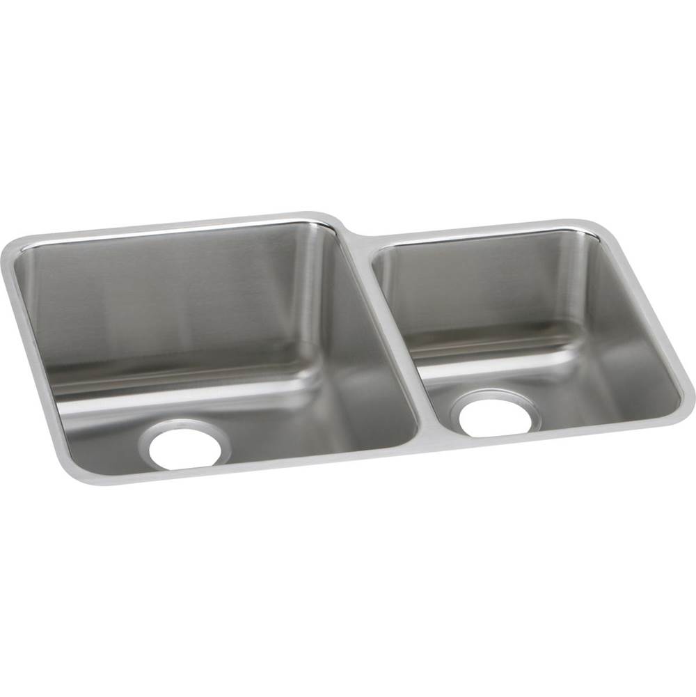 Elkay Lustertone Classic Stainless Steel 30-3/4'' x 21'' x 9-7/8'', Offset 60/40 Double Bowl Undermount Sink