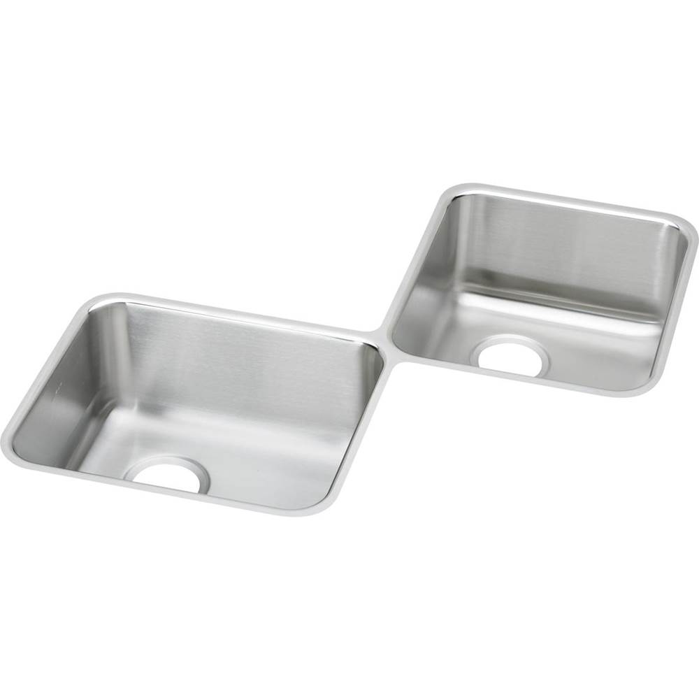 Elkay Lustertone Classic Stainless Steel 32'' x 32'' x 7-7/8'', Equal Double Bowl Corner Sink
