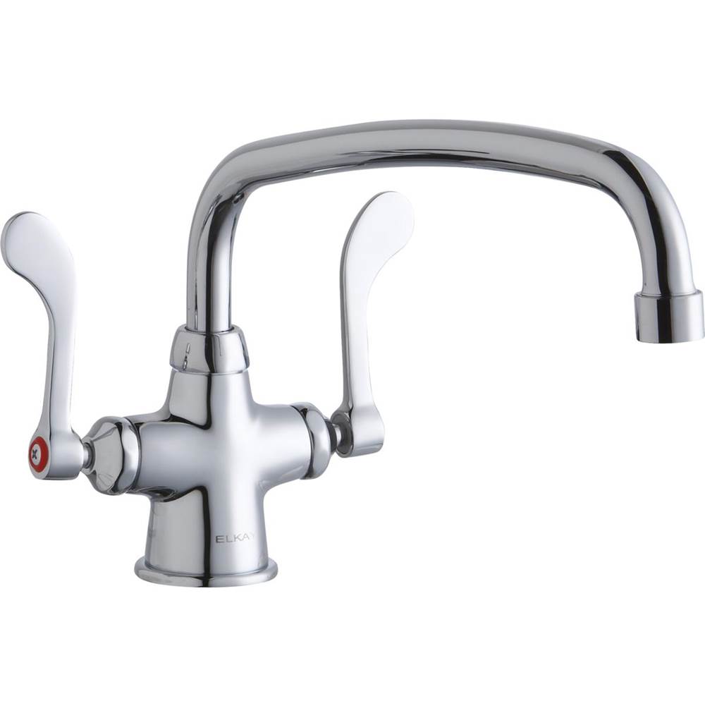 Elkay Single Hole with Concealed Deck Faucet with 14'' Arc Tube Spout 4'' Wristblade Handles Chrome