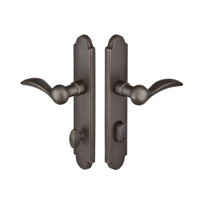 Emtek Multi Point C4, Keyed with American Cyl, Arched Style, 2'' x 10'', Cimarron Lever, LH, FB