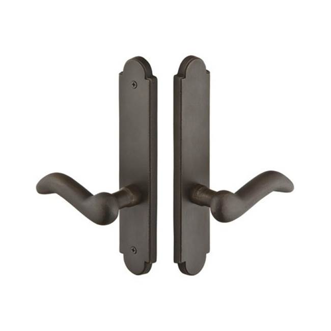 Emtek Multi Point C2, Non-Keyed Fixed Handle OS, Operating Handle IS, Arched Style, 2'' x 10'', Cimarron Lever, LH, MB