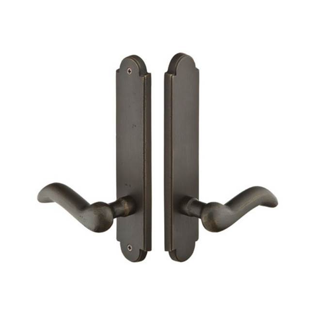 Emtek Multi Point C3, Non-Keyed Fixed Handle OS, Operating Handle IS, Arched Style, 2'' x 10'', Teton Lever, RH, FB