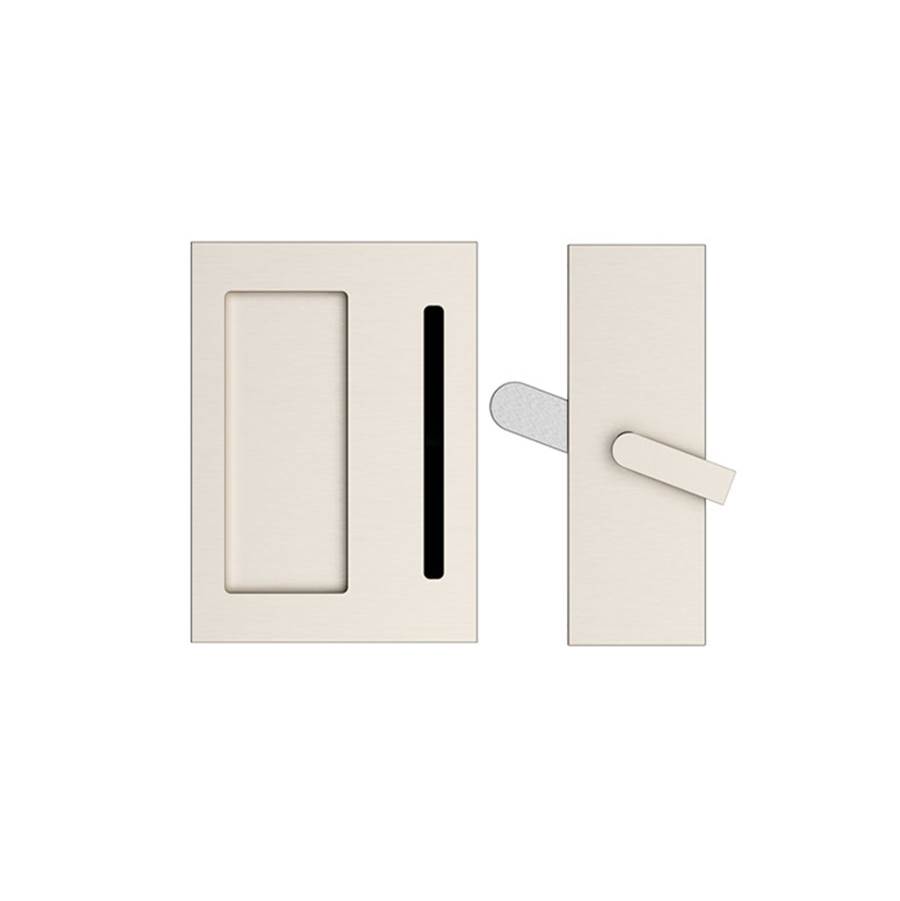 Emtek Modern Rectangular Barn Door Privacy Lock and Flush Pull with Integrated Strike US14
