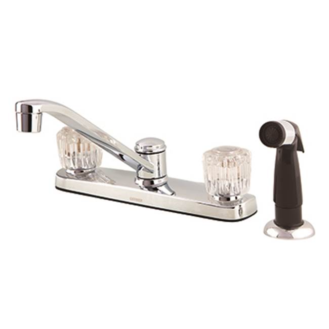 Gerber Plumbing Maxwell SE 2H Kitchen Faucet w/ Acrylic Handles Spray & 8'' D-Tube Spout 1.75gpm Chrome