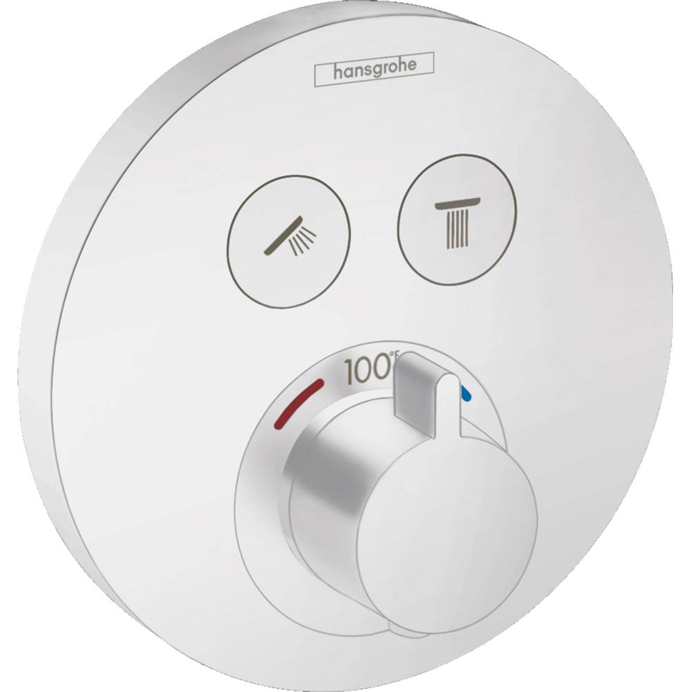 Hansgrohe ShowerSelect S Thermostatic Trim for 2 Functions, Round in Matte White