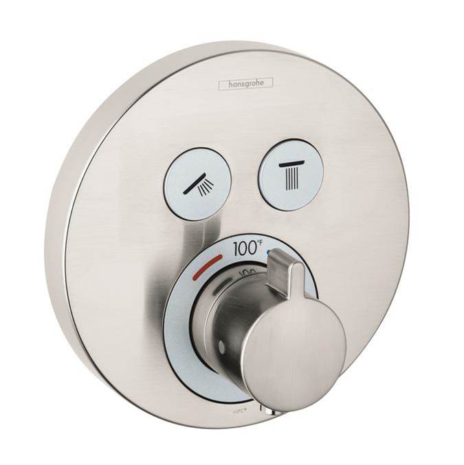 Hansgrohe ShowerSelect S Thermostatic Trim for 2 Functions, Round in Brushed Nickel
