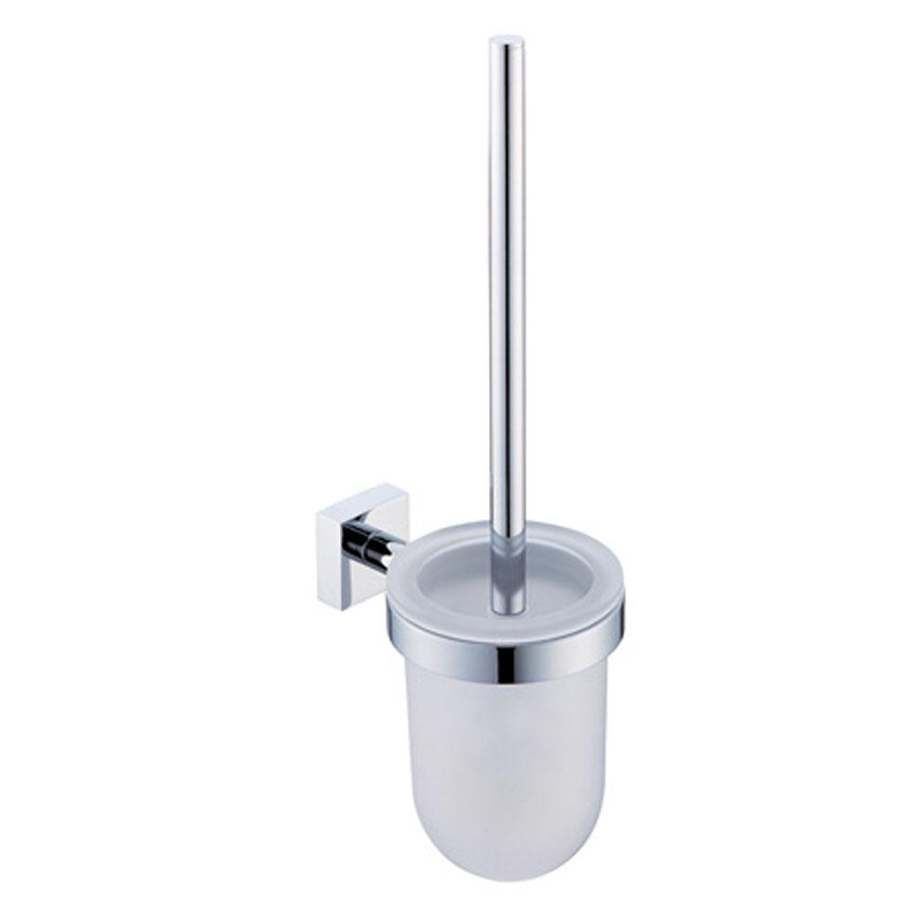Kartners MADRID - Wall Mounted Toilet Brush Set with Frosted Glass-Brushed Nickel