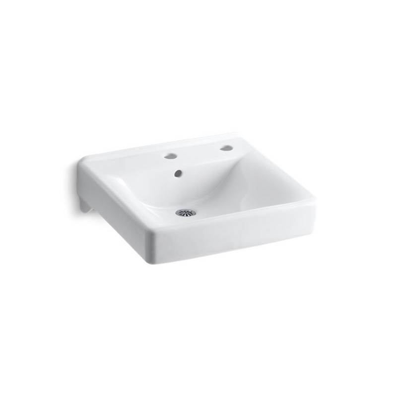 Kohler Soho® 20'' x 18'' wall-mount/concealed arm carrier bathroom sink right-hand soap dispenser hole