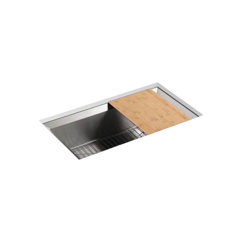 Kohler Poise® 33'' x 18'' x 9-3/4'' Undermount single-bowl kitchen sink with cutting board and rack