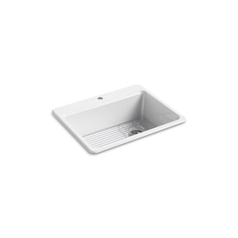Kohler Riverby® 27'' x 22'' x 9-5/8'' top-mount single-bowl kitchen sink with bottom sink rack and single faucet hole