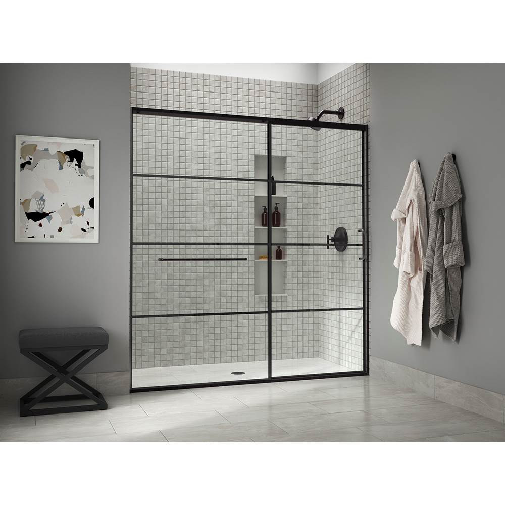 Kohler Elate Tall Sliding Shower Door, 75-1/2-in H X 68-1/4 - 71-5/8-in W, With Heavy 5/16-in Thick Crystal Clear Glass With Rectangular Grille Pattern