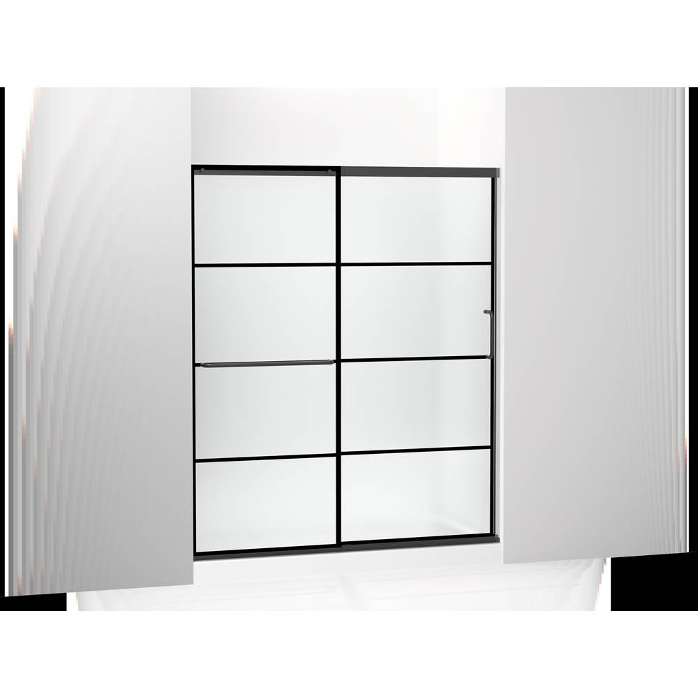 Kohler Elate™ Sliding shower door, 70-1/2'' H x 56-1/4 - 59-5/8'' W, with 1/4'' thick Frosted glass with rectangular grille pattern