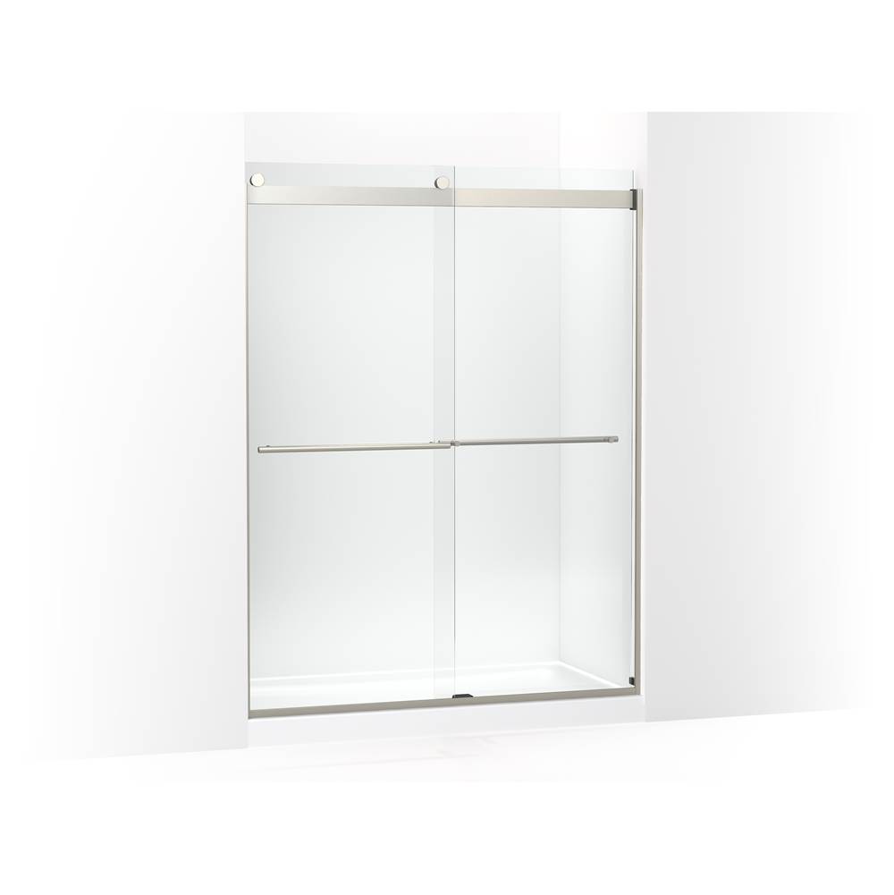 Kohler Levity Plus less Sliding Shower Door, 77-9/16 in. H X 56-5/8 - 59-5/8 in. W, With 5/16 in.-Thick Crystal Clear Glass