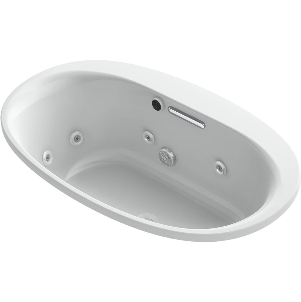 Kohler Underscore® Oval 59-15/16'' x 36'' heated whirlpool bath with center drain