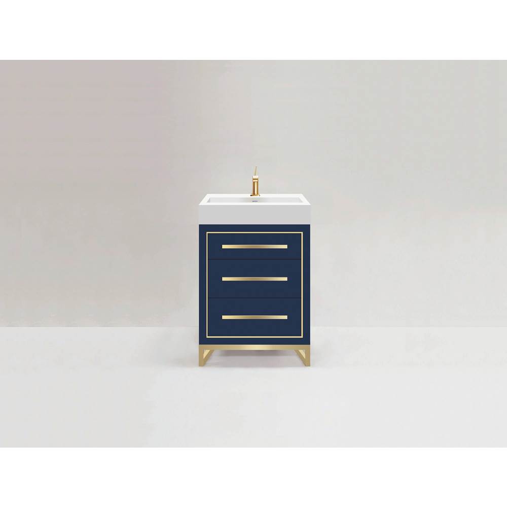 Madeli Estate 24''. Sapphire, Free Standing Cabinet, Polished Nickel, Handles(X3)/S-Legs(X2)/Inlay, 23-5/8''X 22''X33-1/2''