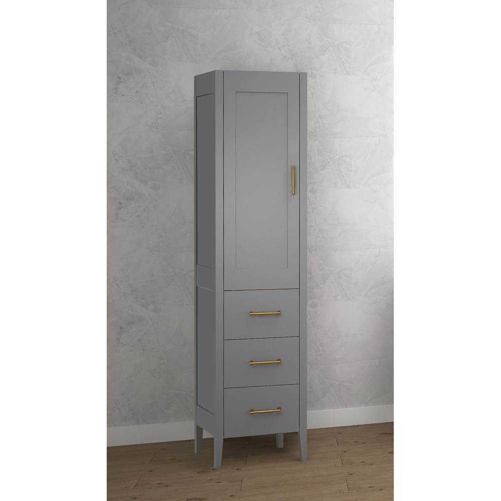 Madeli 18''W Encore Linen Cabinet, Studio Grey. Free Standing, Left Hinged Door, Polished Nickel Handles (X4), 18'' X 18'' X 76''
