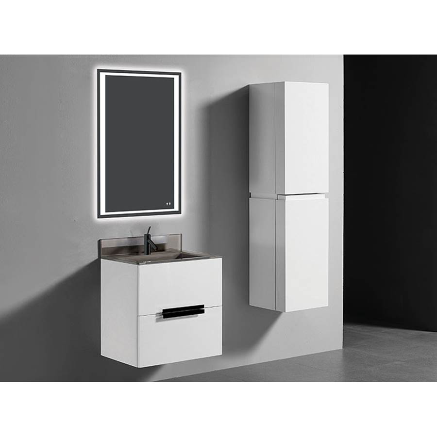Madeli Urban 24''. White, Wall Hung Cabinet , Polished Chrome Handles (X2), 23-5/8''X18''X24-3/8''