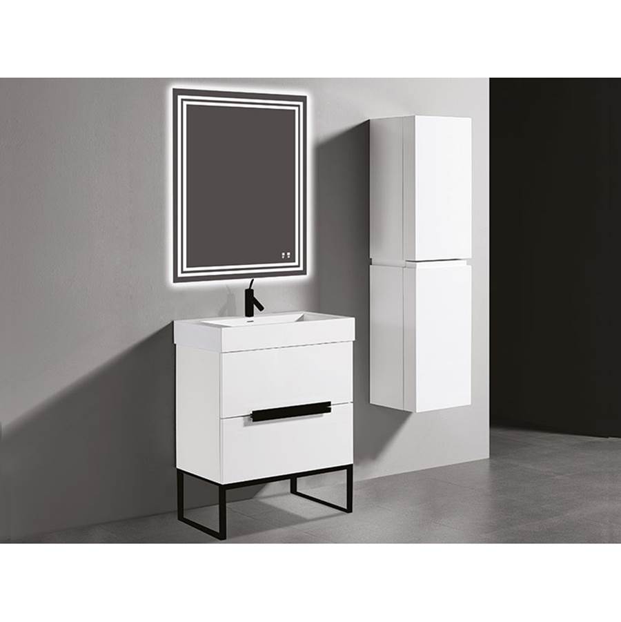 Madeli Soho 30''. White, Free Standing Cabinet, Brushed Nickel Handles (X2), C-Base (X1), 29-5/8''X18''X33-1/2''