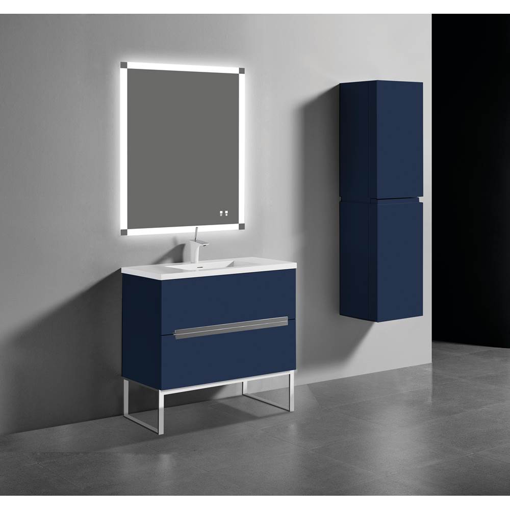 Madeli Soho 36''. Sapphire, Free Standing Cabinet, Polished Nickel Handles (X2), C-Base (X1), 35-5/8''X18''X33-1/2''