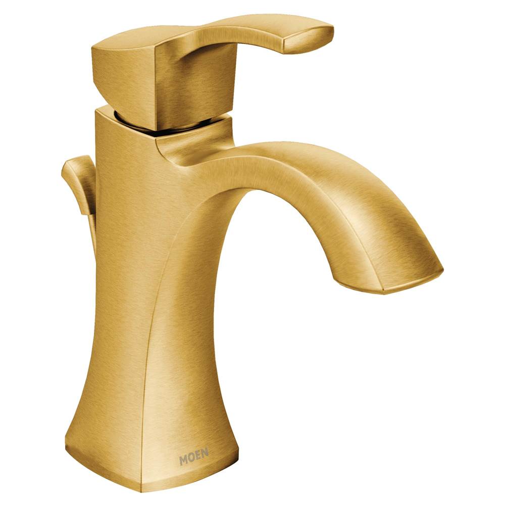 Moen Voss One-Handle High Arc Bathroom Faucet with Drain Assembly, Brushed Gold