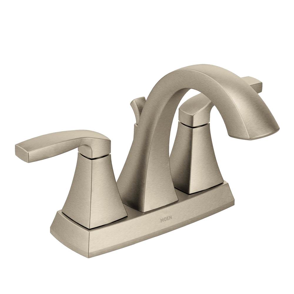 Moen Voss Two-Handle High-Arc Centerset Bathroom Faucet with Drain Assembly, Brushed Nickel