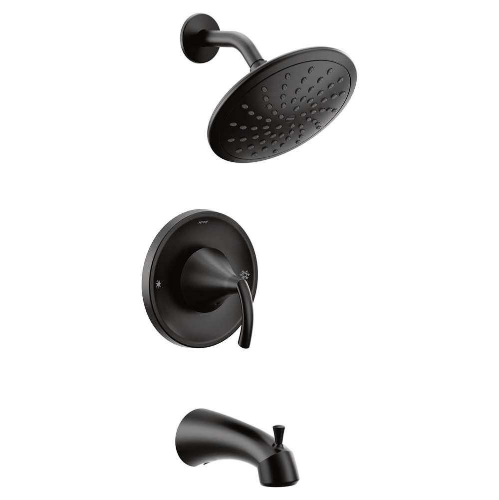 Moen Glyde Posi-Temp Rain Shower Single-Handle Tub and Shower Faucet Trim Kit in Matte Black (Valve Sold Separately)