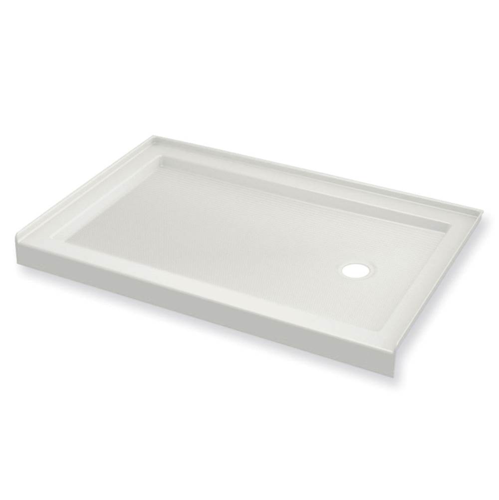 Maax B3Round 6032 Acrylic Alcove Shower Base in White with Anti-slip Bottom with Left-Hand Drain