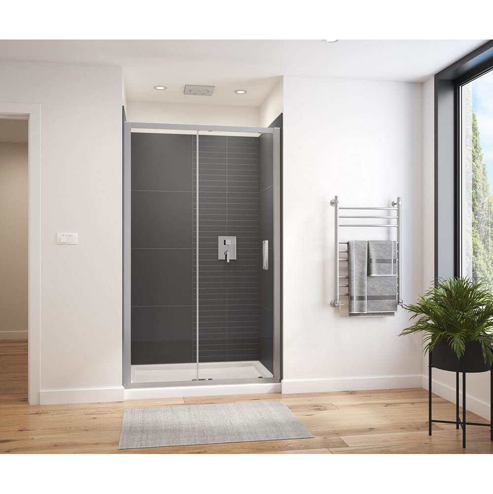 Maax Connect Pro 45-46 1/2 x 76 in. 6 mm Sliding Shower Door for Alcove Installation with Clear glass in Chrome