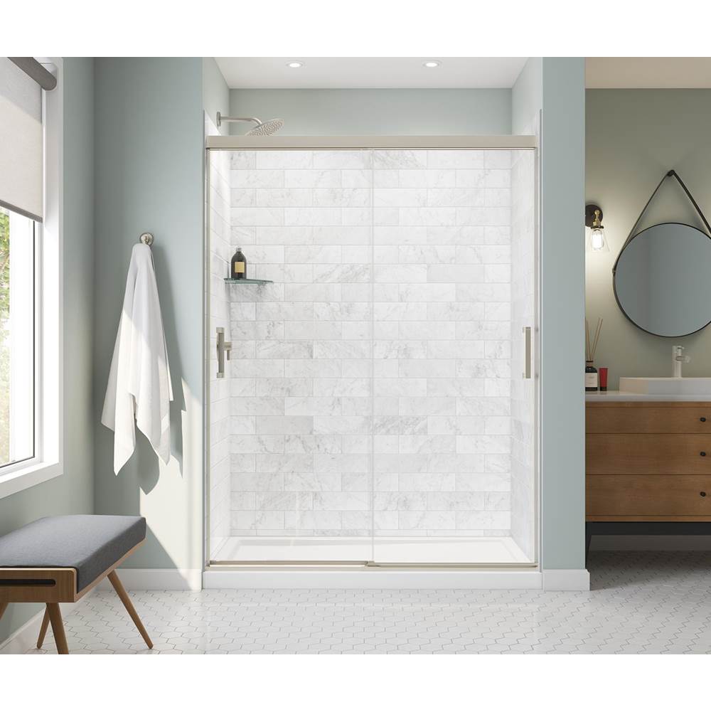 Maax Incognito 76 56-59 x 76 in. 8mm Sliding Shower Door for Alcove Installation with Clear glass in Brushed Nickel
