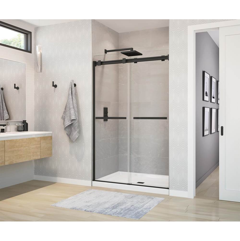 Maax Duel 44-47 x 70 1/2-74 in. 8 mm Sliding Shower Door for Alcove Installation with Clear glass in Matte Black