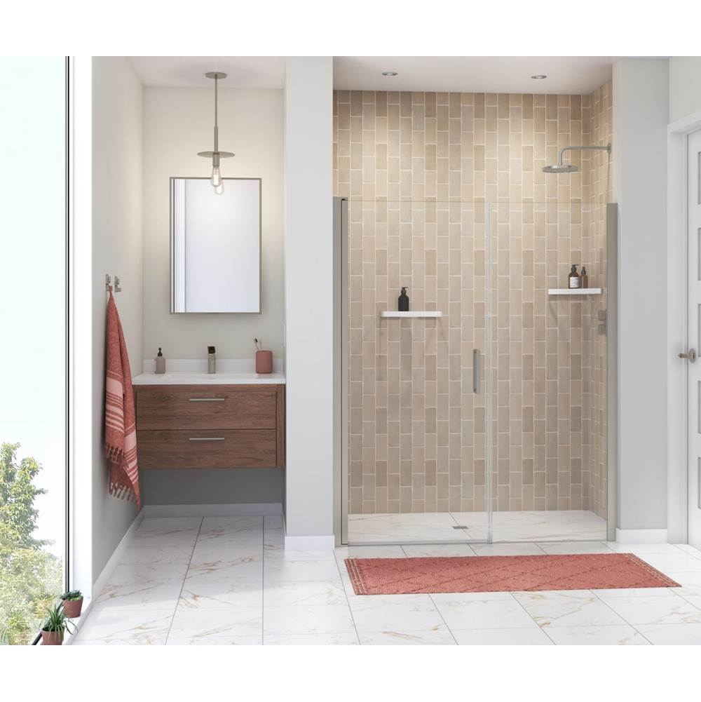 Maax Manhattan 53-55 x 68 in. 6 mm Pivot Shower Door for Alcove Installation with Clear glass & Round Handle in Brushed Nickel