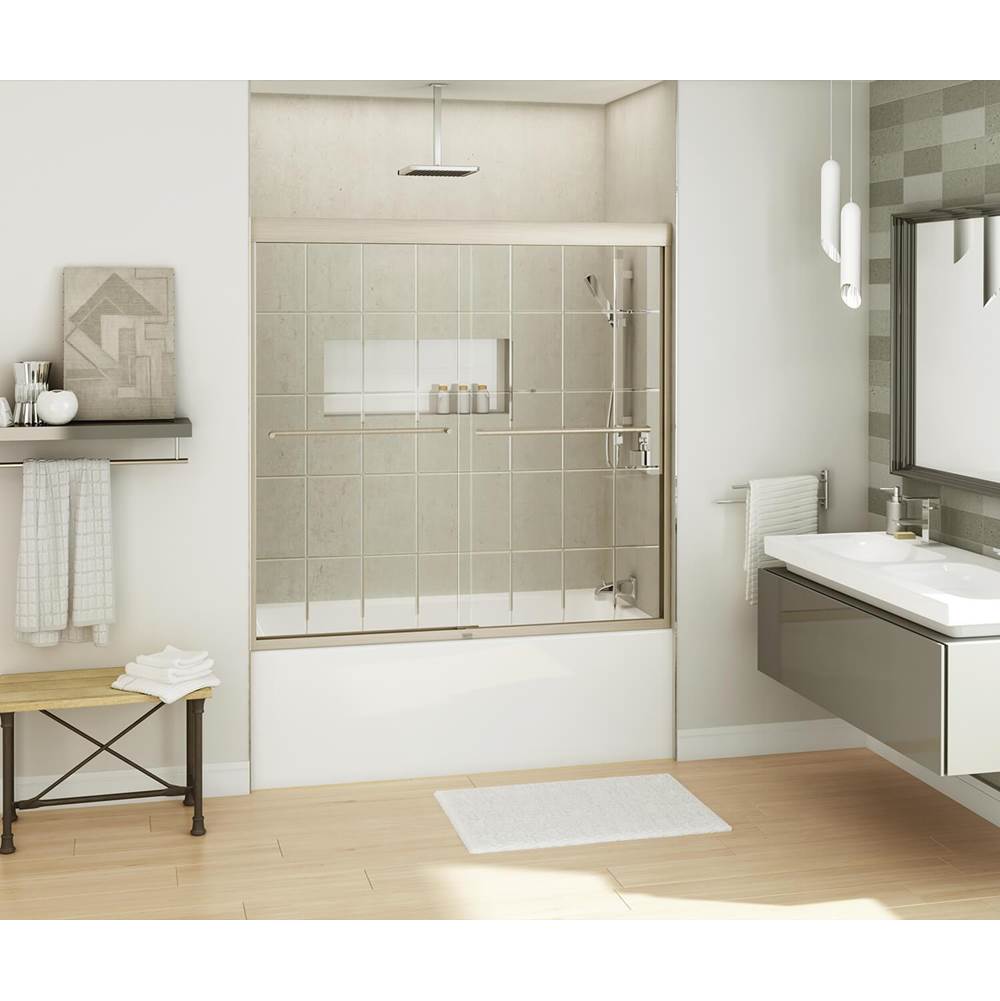 Maax Kameleon 55-59 x 57 in. 8 mm Sliding Tub Door for Alcove Installation with French Door glass in Brushed Nickel