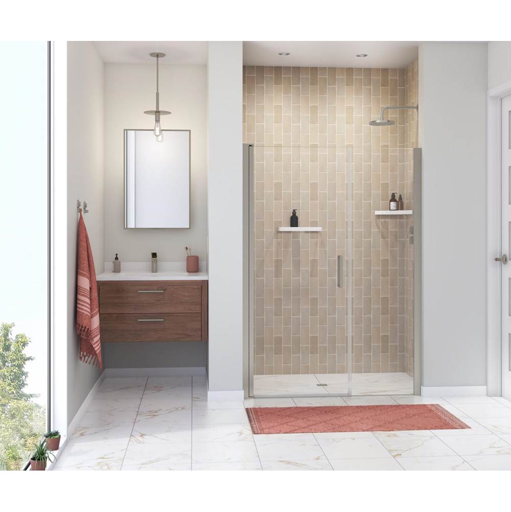 Maax Manhattan 49-51 x 68 in. 6 mm Pivot Shower Door for Alcove Installation with Clear glass & Round Handle in Brushed Nickel