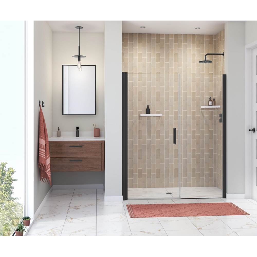 Maax Manhattan 57-59 x 68 in. 6 mm Pivot Shower Door for Alcove Installation with Clear glass & Round Handle in Matte Black