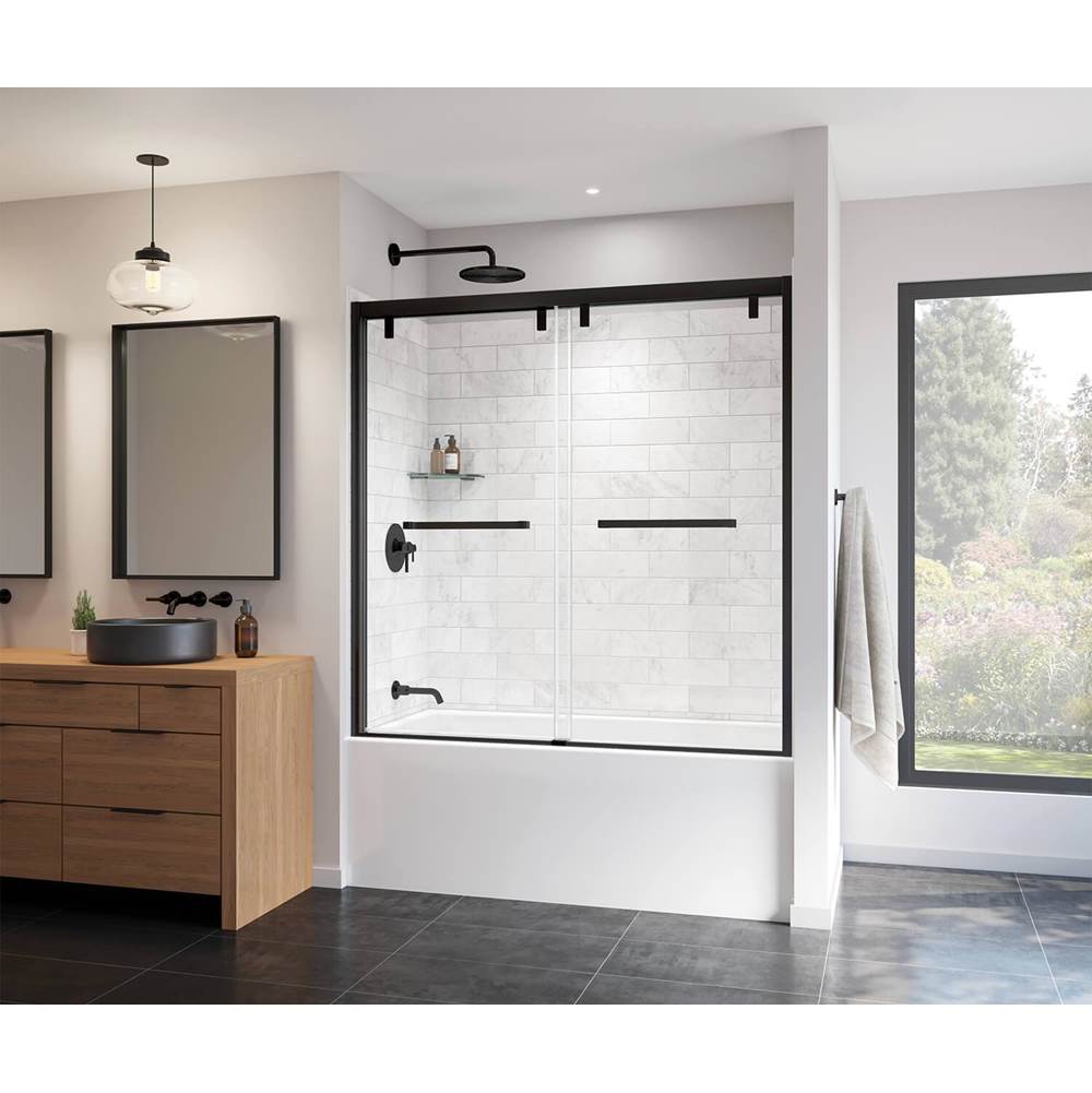 Maax Uptown 56-59 x 58 in. 8 mm Bypass Tub Door for Alcove Installation with Clear glass in Matte Black