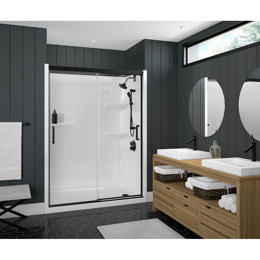 Maax Incognito 74 51-54 x 74 in. 8mm Sliding Shower Door for Alcove Installation with Clear glass in Matte Black